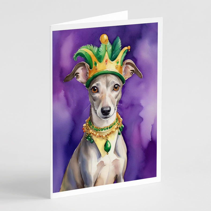 Whippet King of Mardi Gras Greeting Cards Pack of 8 Image 1