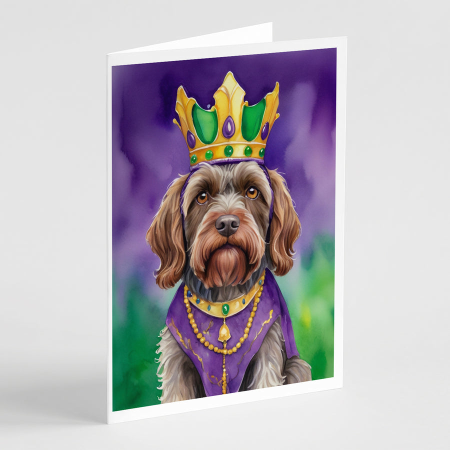 Wirehaired Pointing Griffon King of Mardi Gras Greeting Cards Pack of 8 Image 1