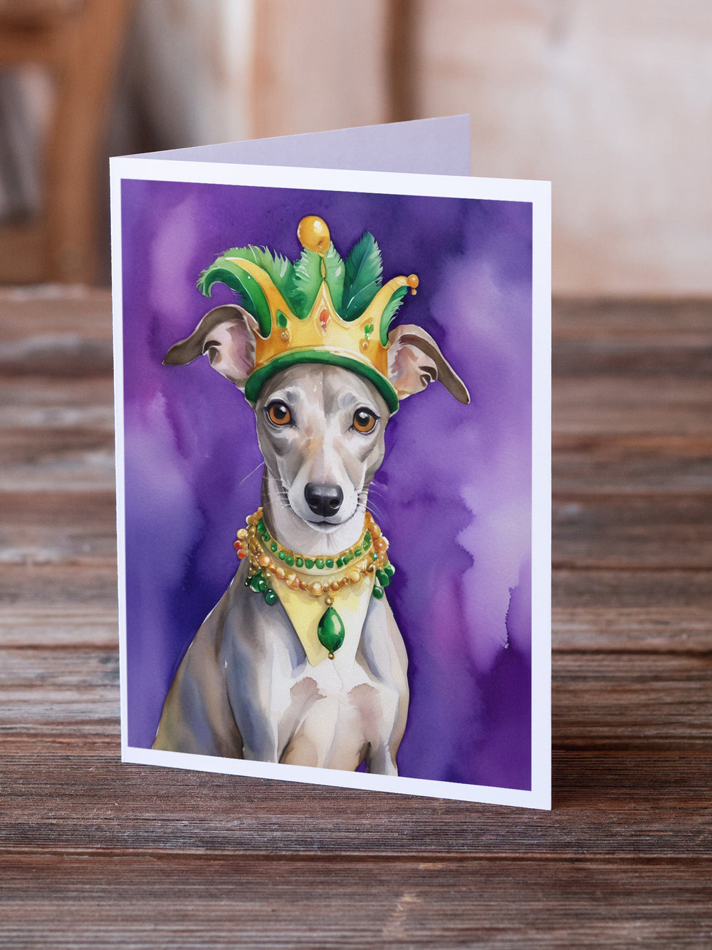 Whippet King of Mardi Gras Greeting Cards Pack of 8 Image 2