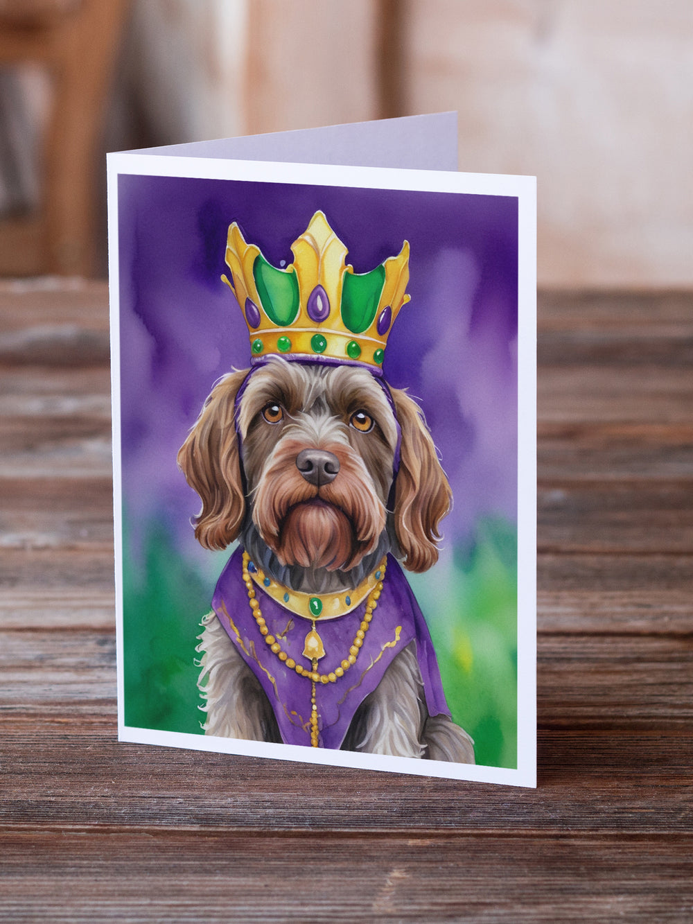 Wirehaired Pointing Griffon King of Mardi Gras Greeting Cards Pack of 8 Image 2