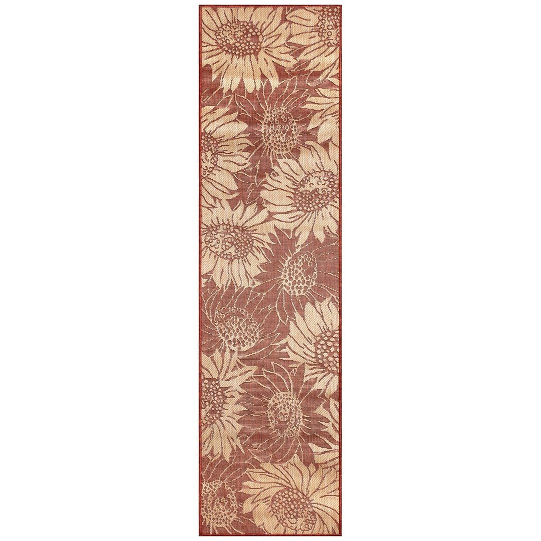 Liora Manne Carmel Sunflower Field Rug Indoor Outdoor Chili Red Beige 5x7 Image 2