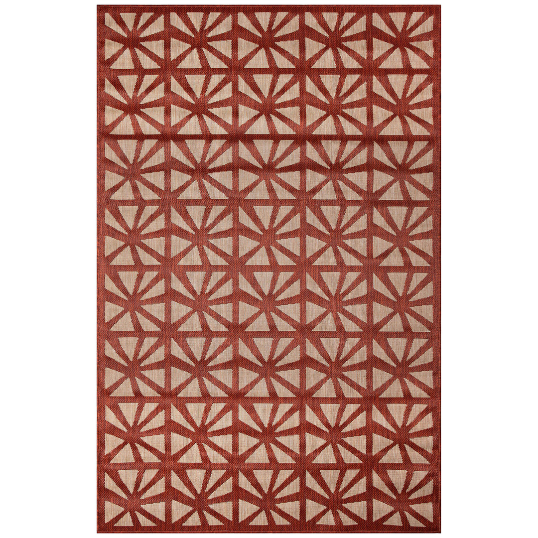 Liora Manne Tonga Tile Rug 5x7 Chili Red Indoor Outdoor Weather Resistant Image 2