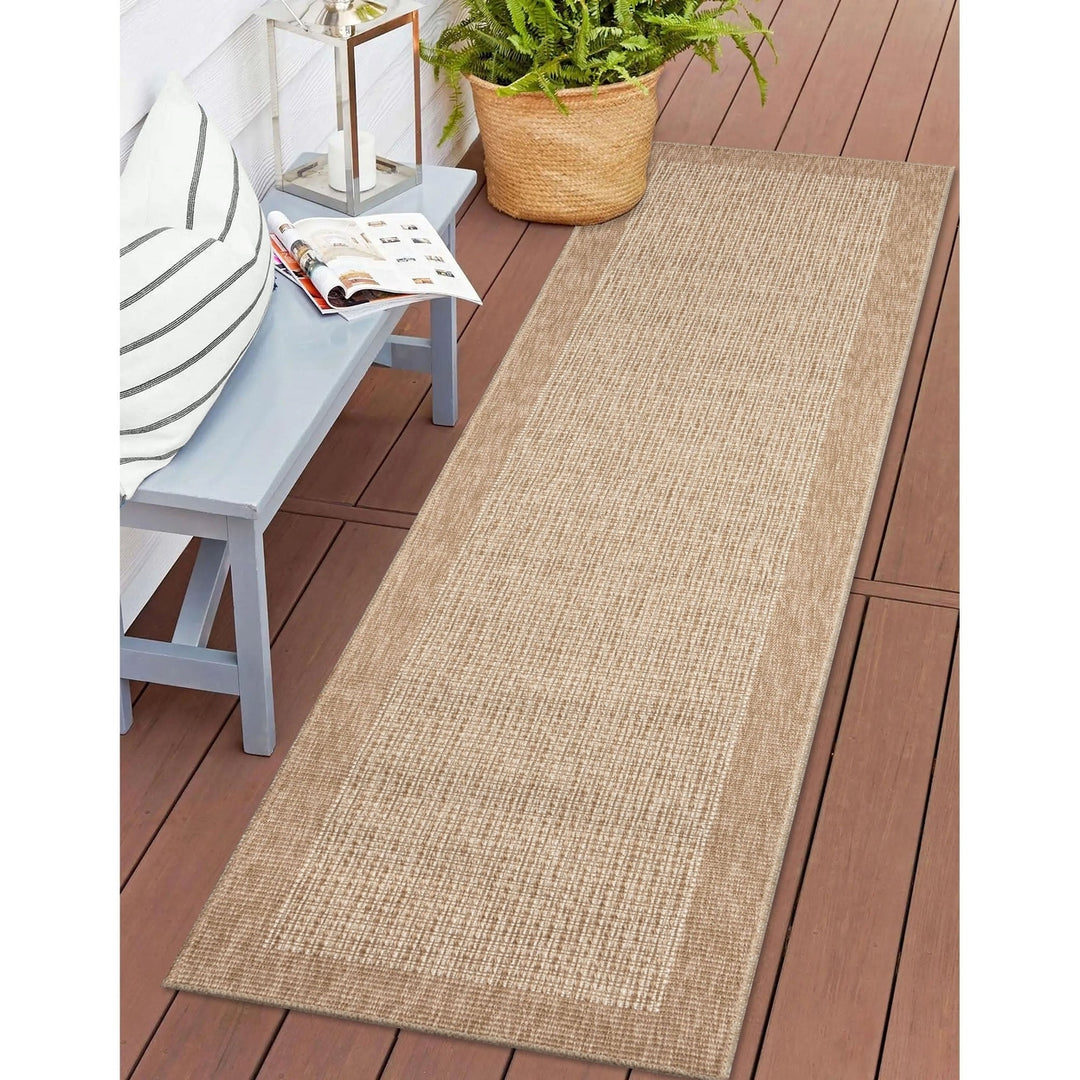 Liora Manne Sahara Texture Border Indoor Outdoor Area Rug Ivory Image 4