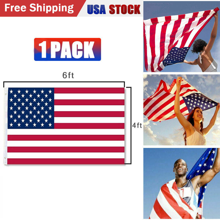 4x6 FT American US Flag Window Patriotic USA Flag Stars Grommets Garden Decor Image 1