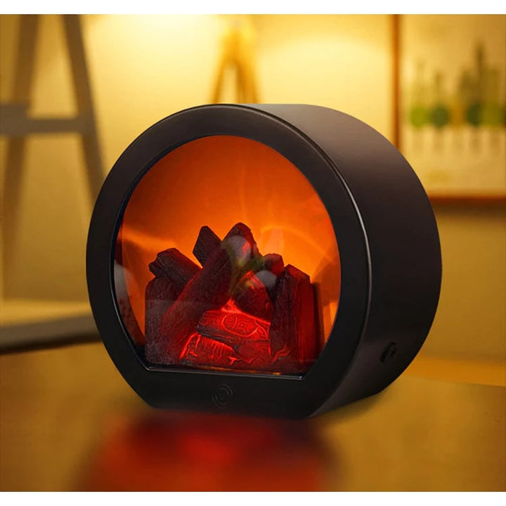 "LED Tabletop Fireplace Flame Light Dual-Powered USB Battery Operated 7.75x7" Image 1