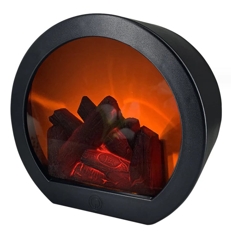 "LED Tabletop Fireplace Flame Light Dual-Powered USB Battery Operated 7.75x7" Image 2