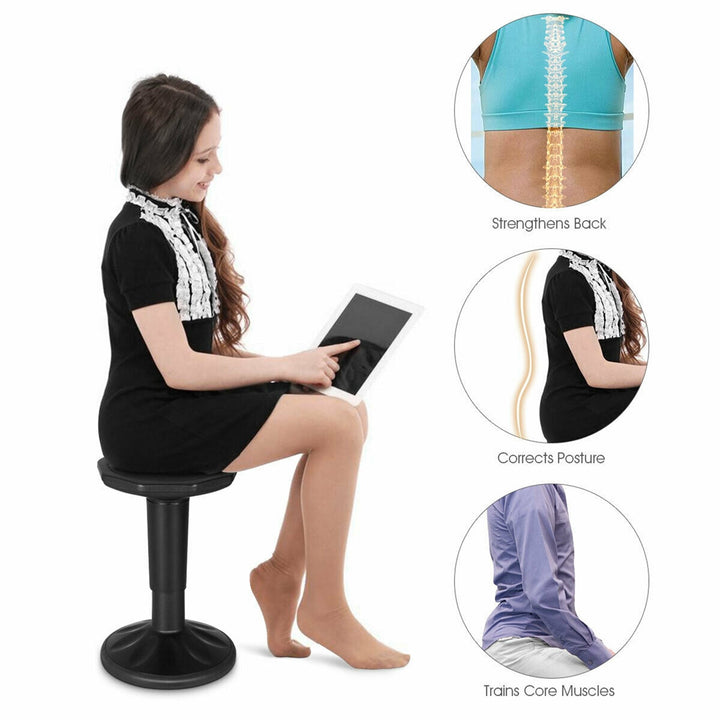 Wobble Chair Height Adjustable Active Learning Stool Sitting Home Office Black Image 5