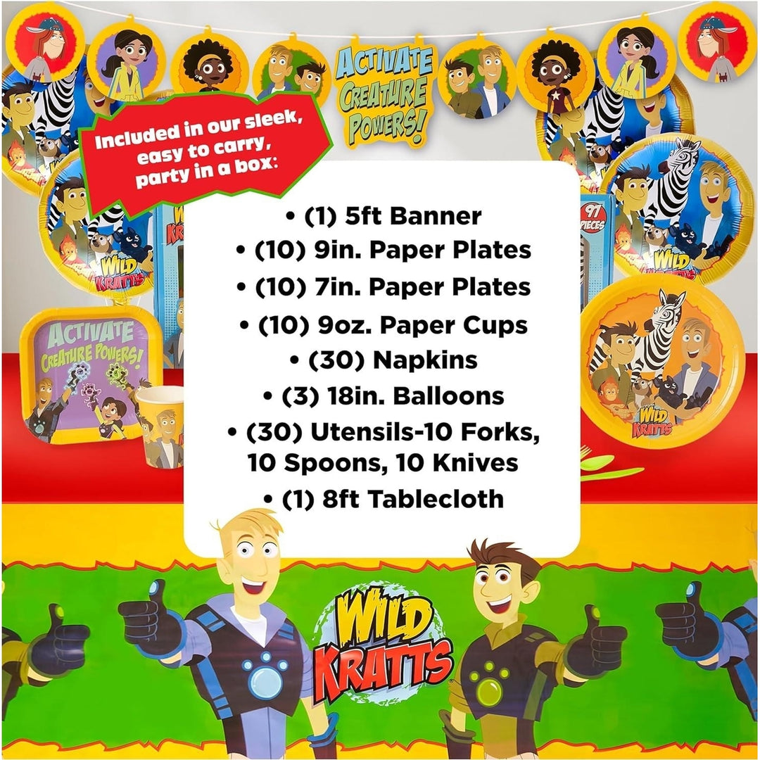 Wild Kratts Party in a Box Kit 97pcs Decor Banner Tablecloth Napkins Cups Balloons Plates Mighty Mojo Image 7