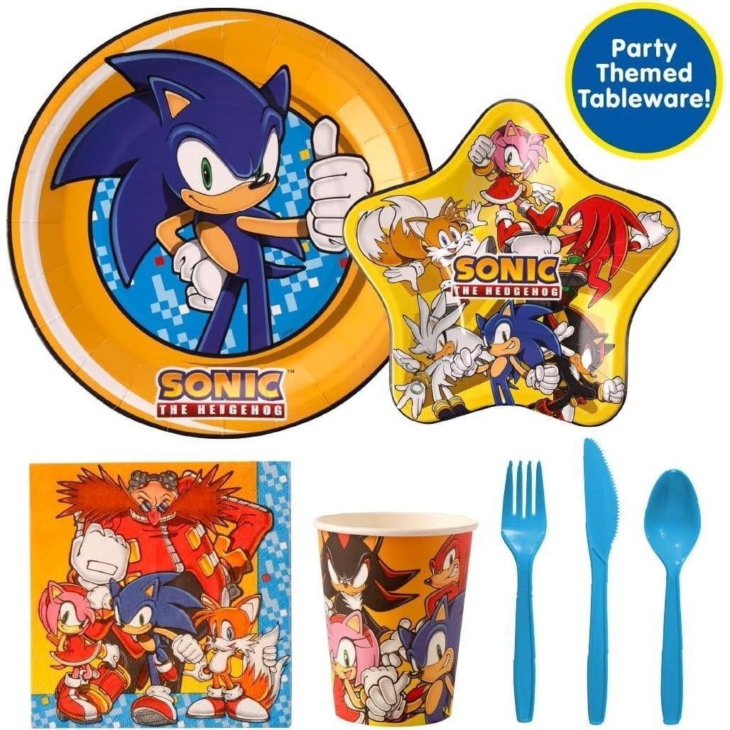 Sonice The Hedgehog Party in a Box Kit 137pcs Plates Balloons Decorations Stickers Poster Blowouts Mighty Mojo Image 4