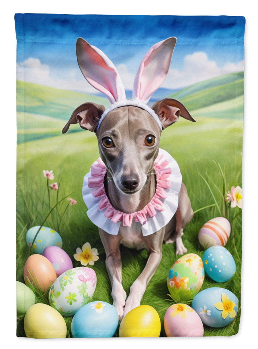 Italian Greyhound Easter Egg Hunt Garden Flag Image 1