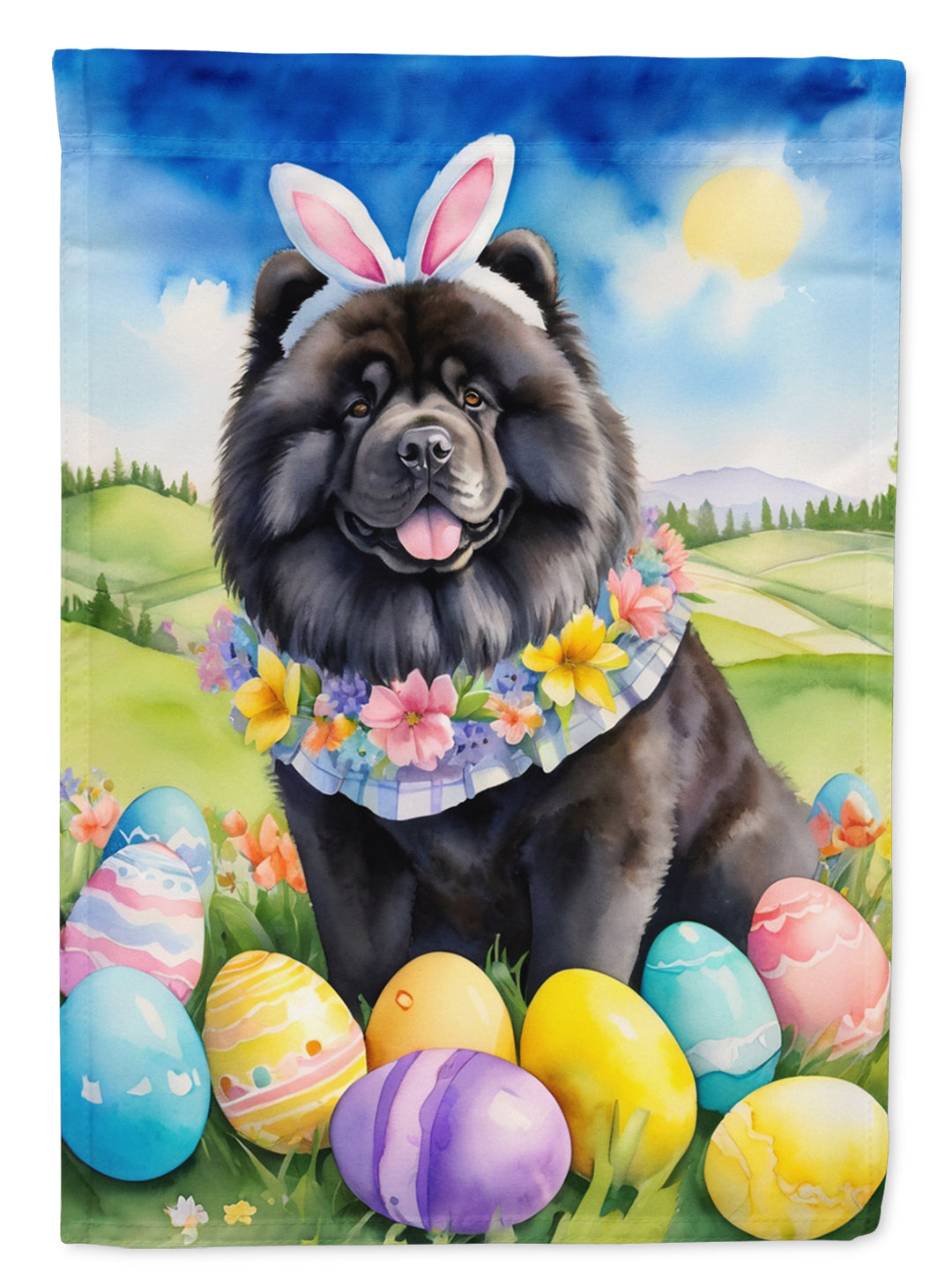 Chow Chow Easter Egg Hunt House Flag Image 1