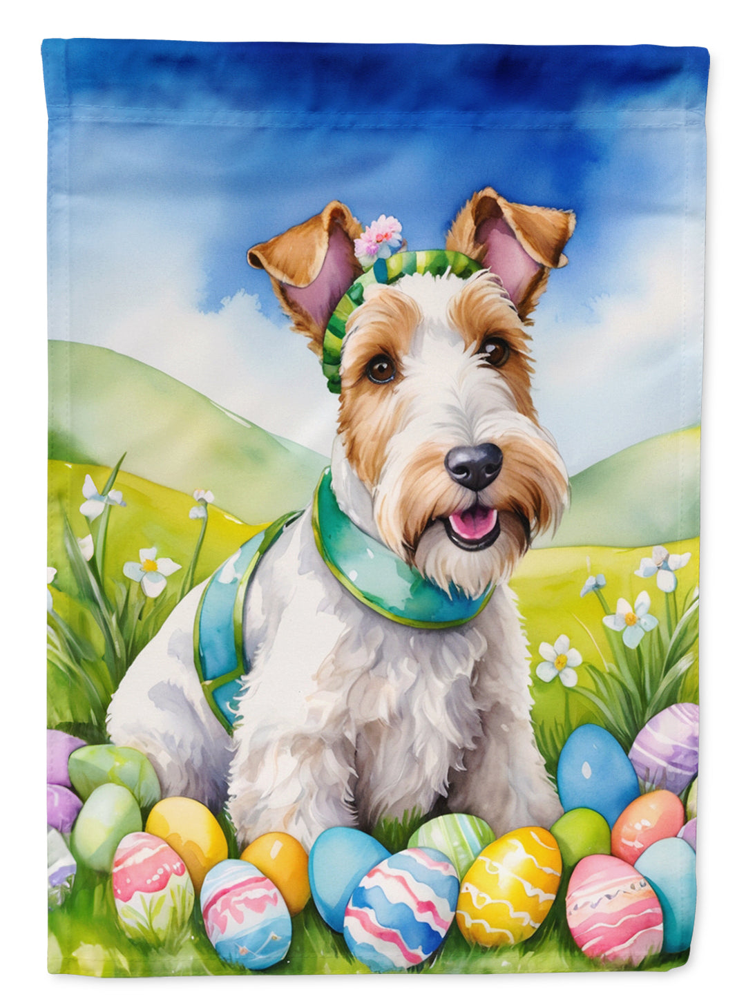 Fox Terrier Easter Egg Hunt House Flag Image 1