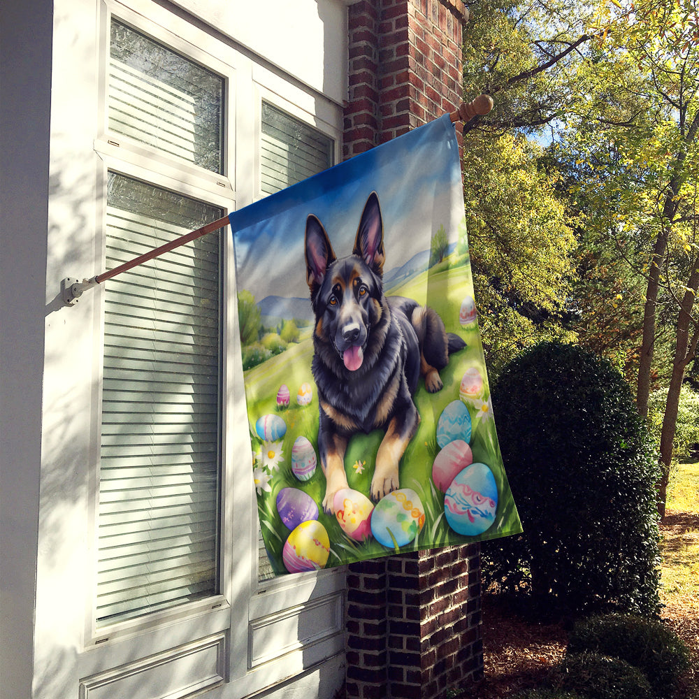 Black German Shepherd Easter Egg Hunt House Flag Image 2