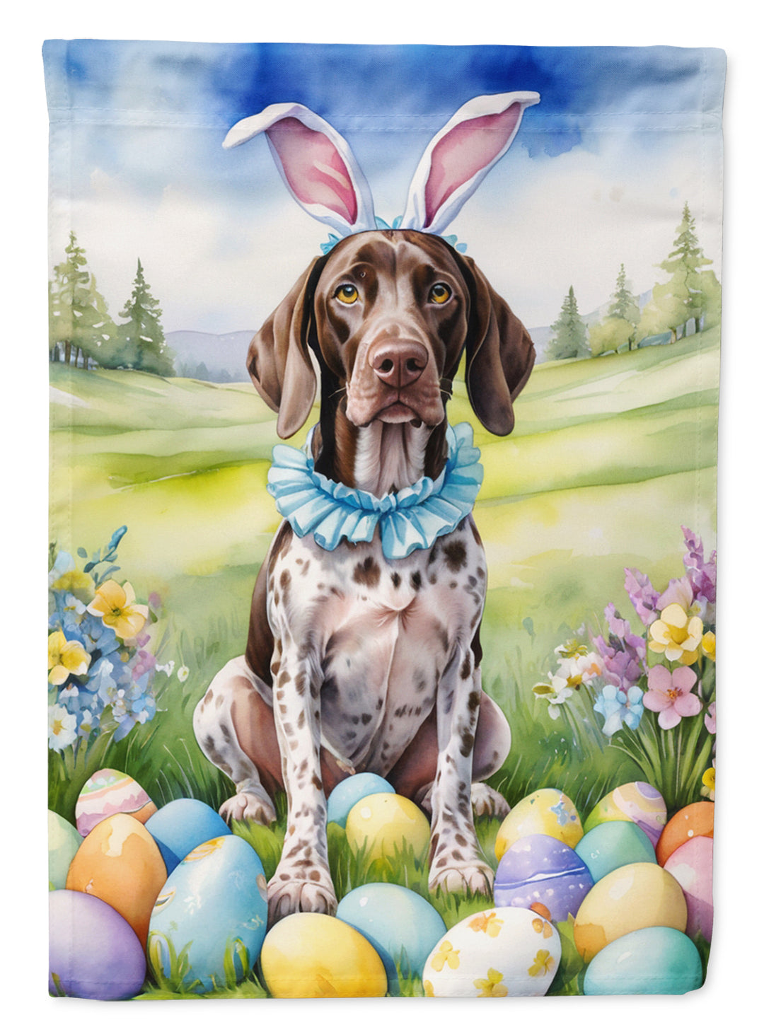 German Shorthaired Pointer Easter Egg Hunt House Flag Image 1