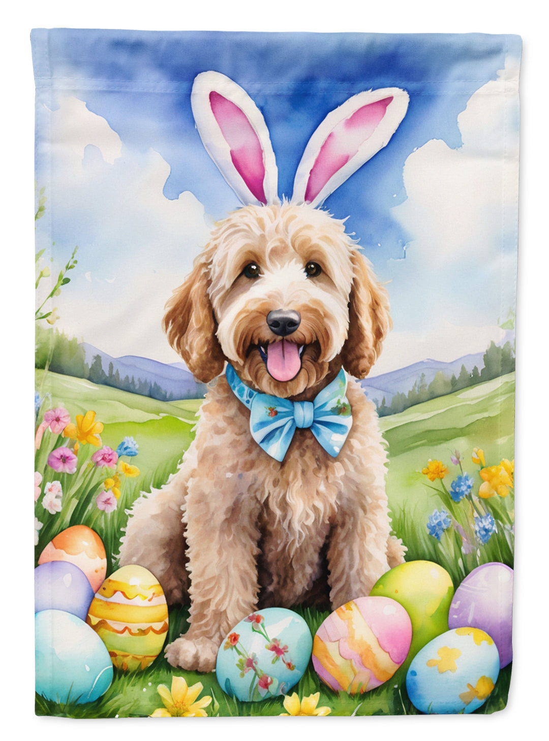 Goldendoodle Easter Egg Hunt House Flag Image 1