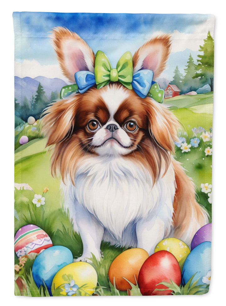 Japanese Chin Easter Egg Hunt House Flag Image 1