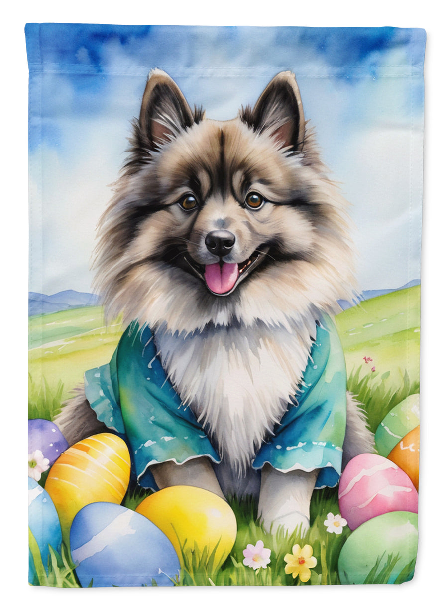 Keeshond Easter Egg Hunt House Flag Image 1