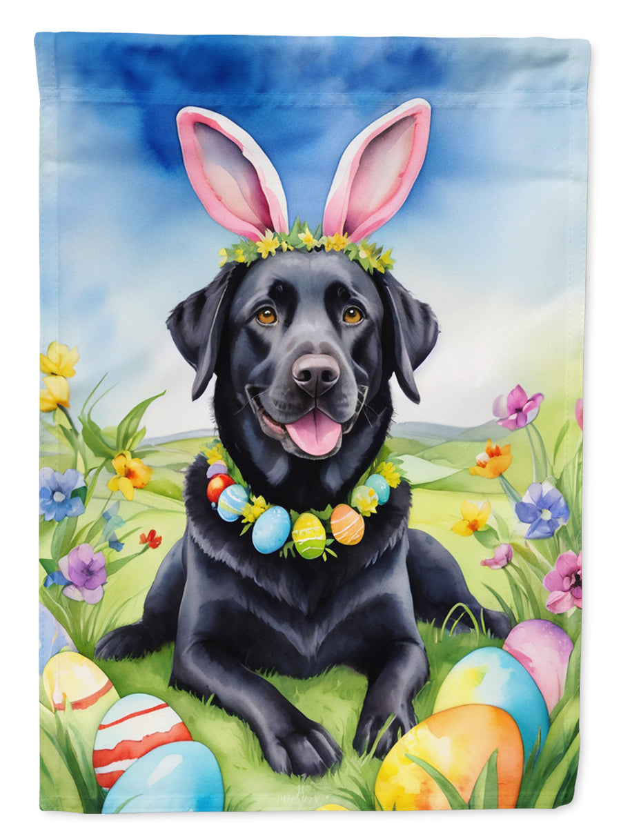 Black Labrador Retriever Easter Egg Hunt House Flag Image 1