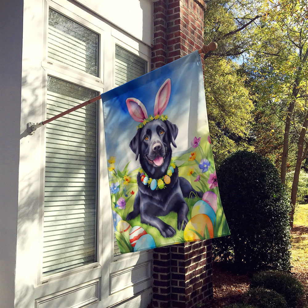 Black Labrador Retriever Easter Egg Hunt House Flag Image 2