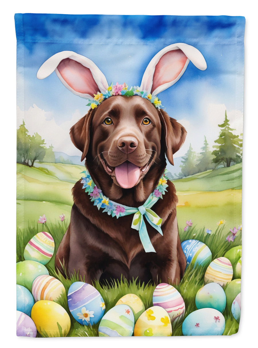 Chocolate Labrador Retriever Easter Egg Hunt House Flag Image 1