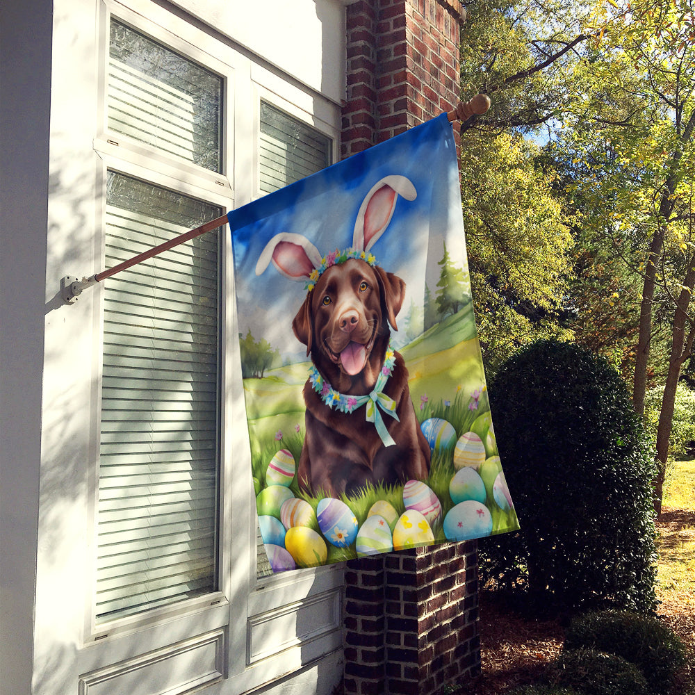 Chocolate Labrador Retriever Easter Egg Hunt House Flag Image 2