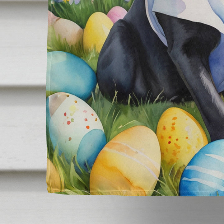 Black Labrador Retriever Easter Egg Hunt House Flag Image 4