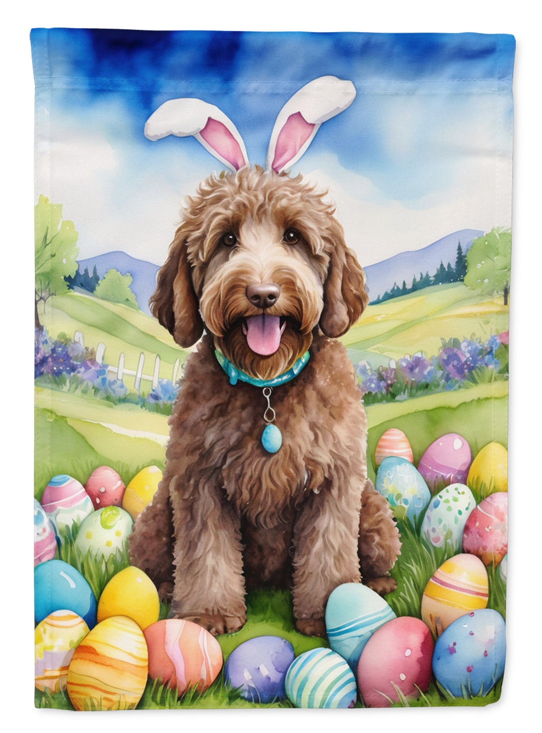 Labradoodle Easter Egg Hunt House Flag Image 1