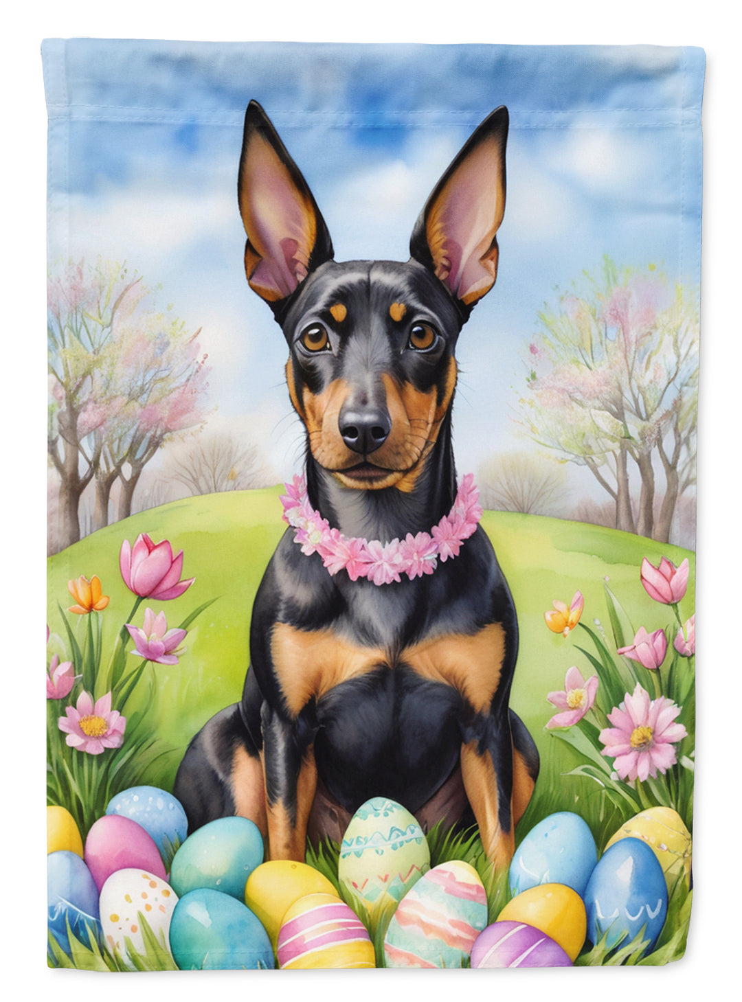 Manchester Terrier Easter Egg Hunt House Flag Image 1