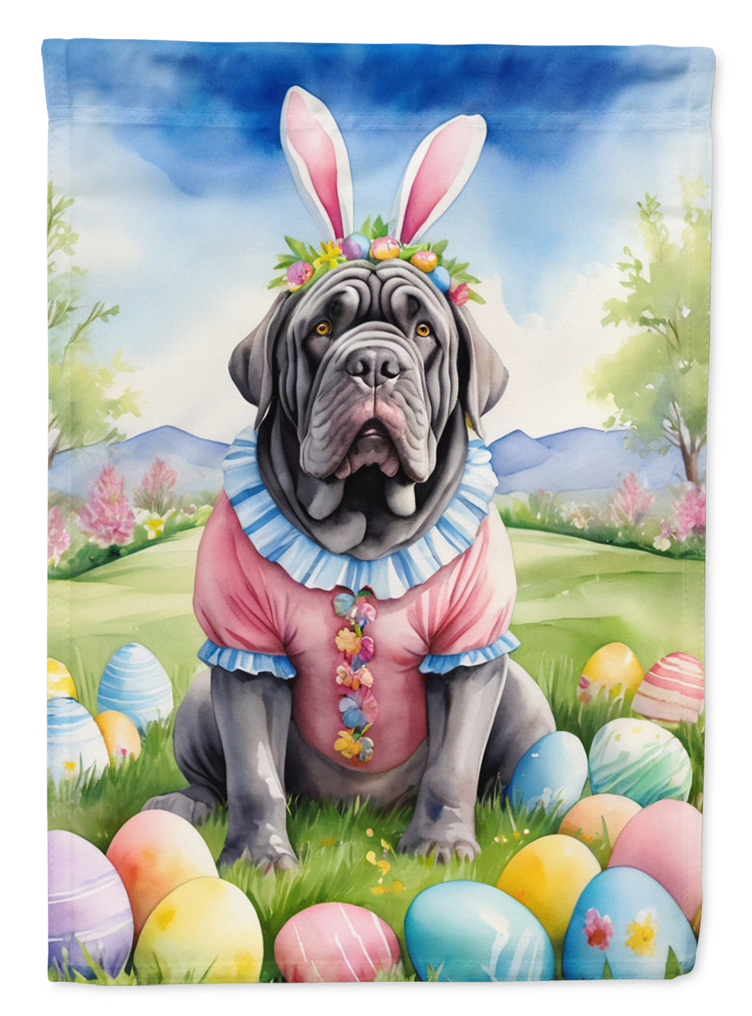 Neapolitan Mastiff Easter Egg Hunt House Flag Image 1