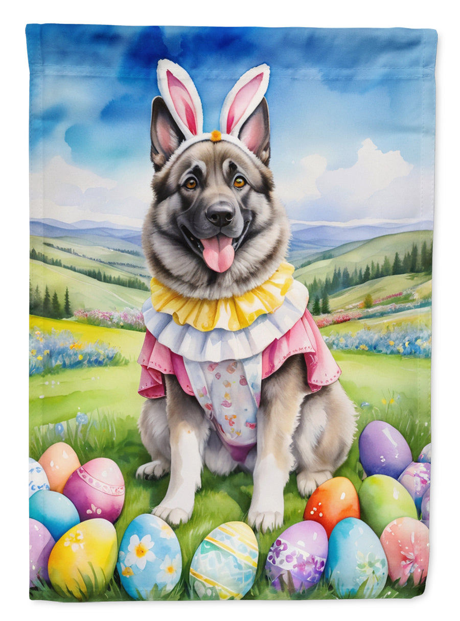 Norwegian Elkhound Easter Egg Hunt House Flag Image 1