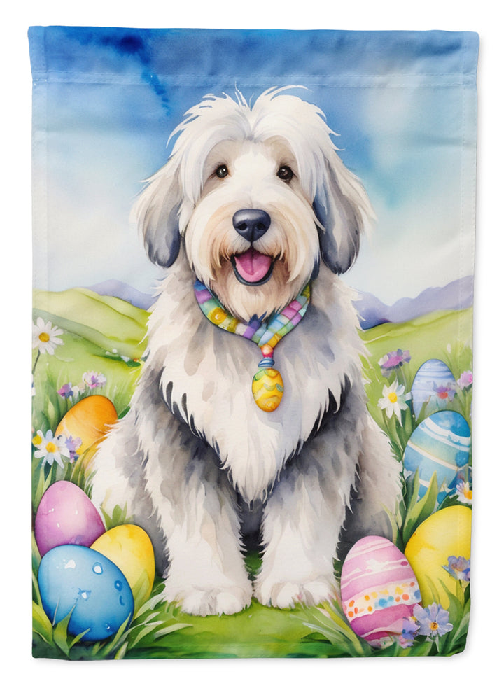 Old English Sheepdog Easter Egg Hunt House Flag Image 1