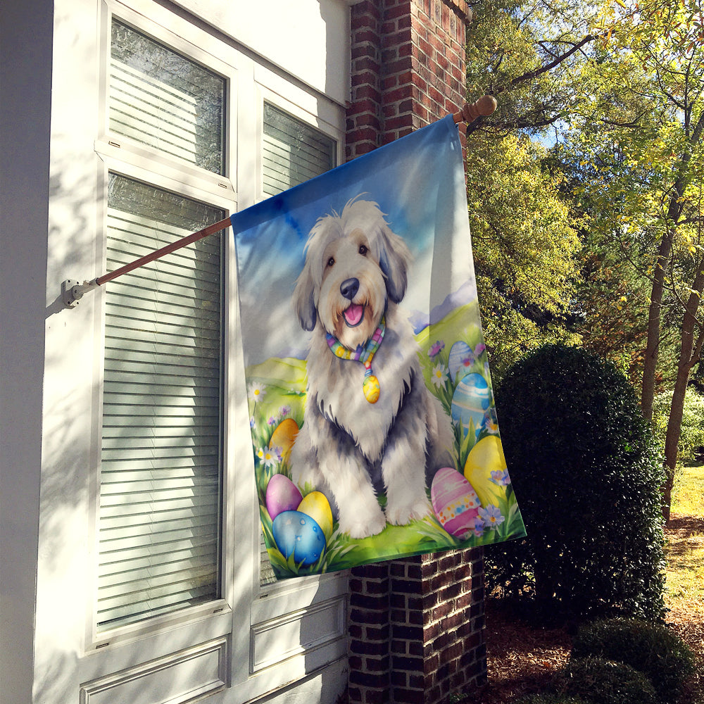 Old English Sheepdog Easter Egg Hunt House Flag Image 2