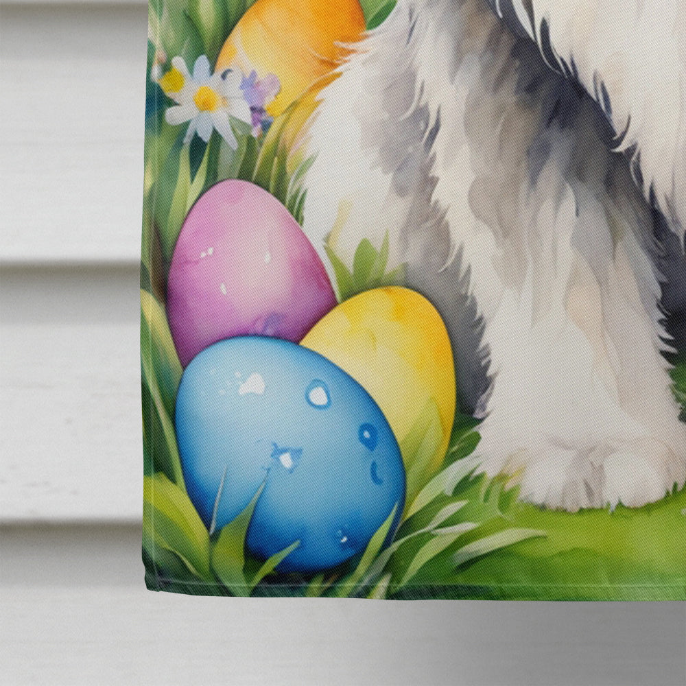 Old English Sheepdog Easter Egg Hunt House Flag Image 4