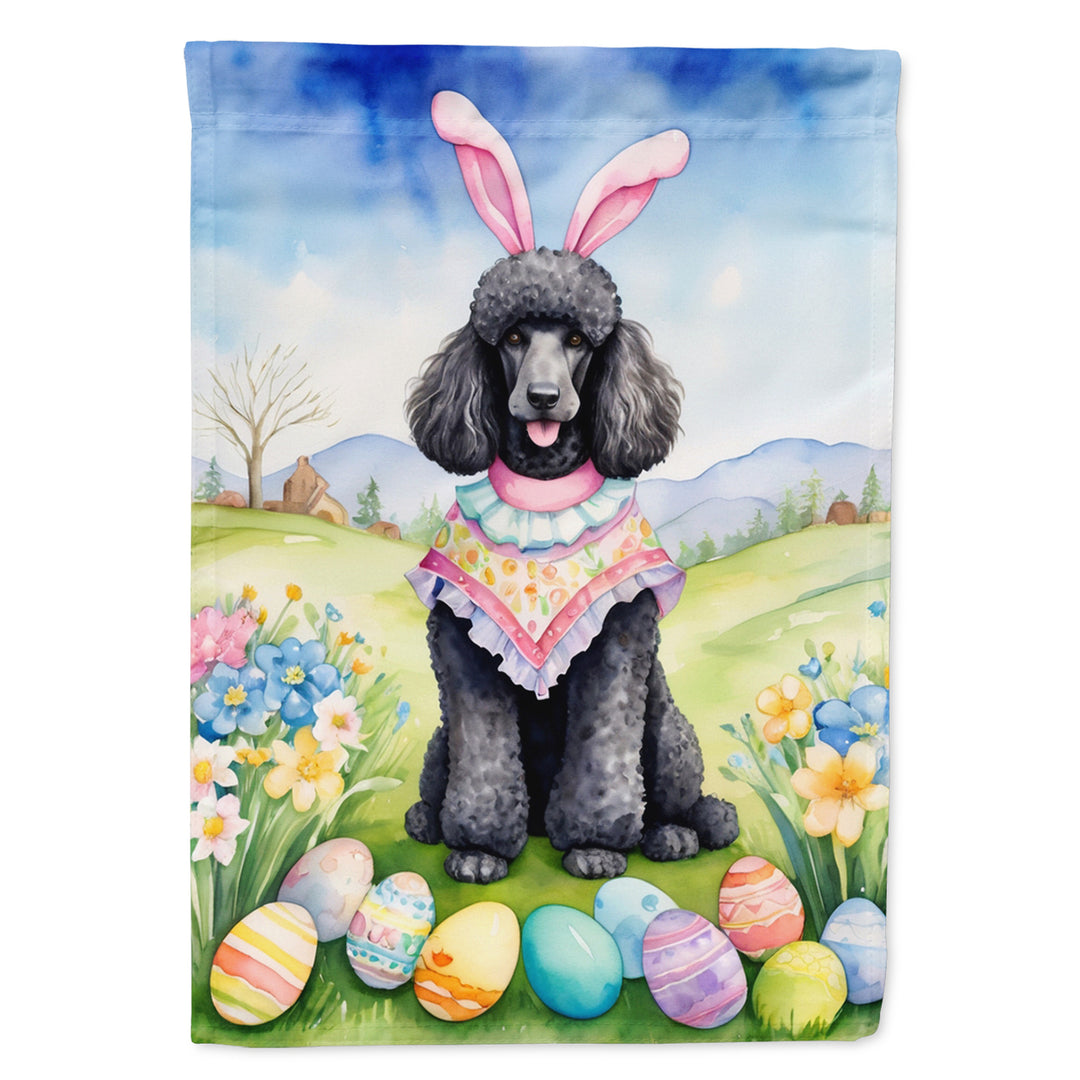 Black Poodle Easter Egg Hunt House Flag Image 1