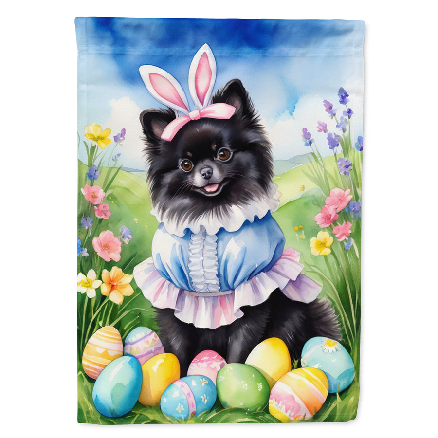 Pomeranian Easter Egg Hunt House Flag Image 1