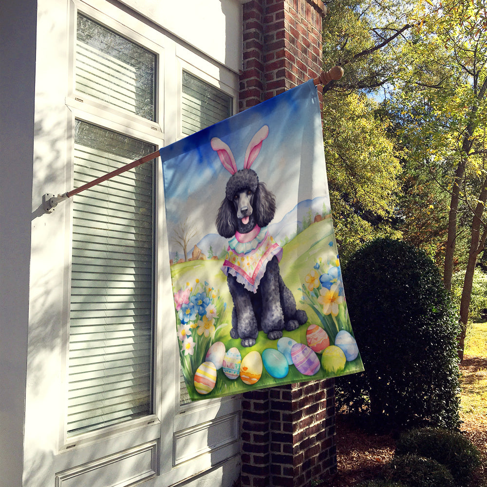 Black Poodle Easter Egg Hunt House Flag Image 2