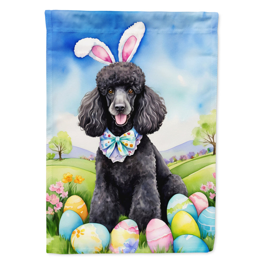 Black Poodle Easter Egg Hunt House Flag Image 1