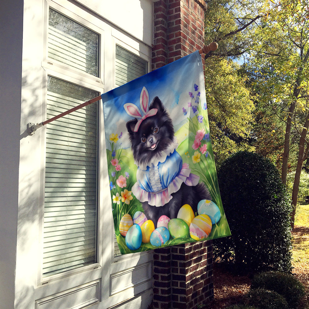 Pomeranian Easter Egg Hunt House Flag Image 2