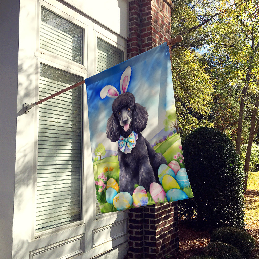 Black Poodle Easter Egg Hunt House Flag Image 2