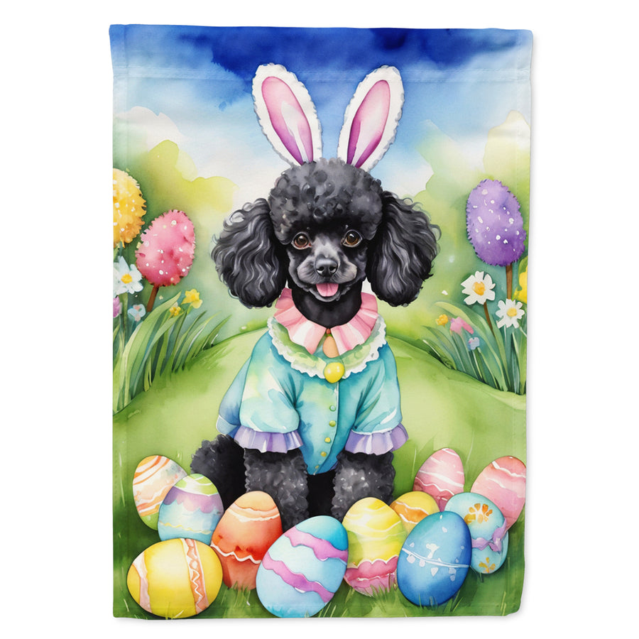 Black Poodle Easter Egg Hunt House Flag Image 1