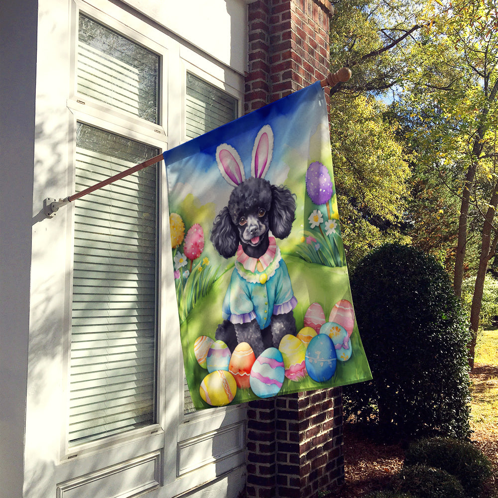 Black Poodle Easter Egg Hunt House Flag Image 2