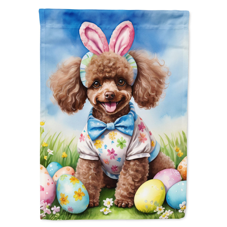 Chocolate Poodle Easter Egg Hunt House Flag Image 1