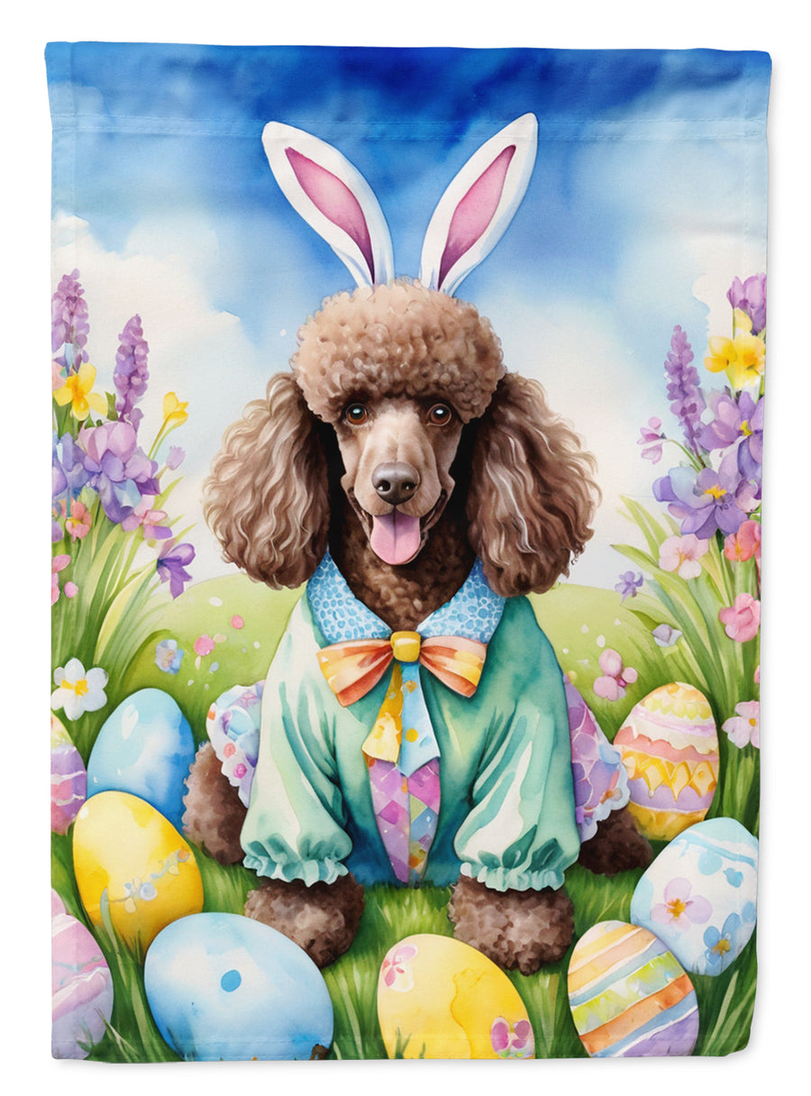 Chocolate Poodle Easter Egg Hunt House Flag Image 1