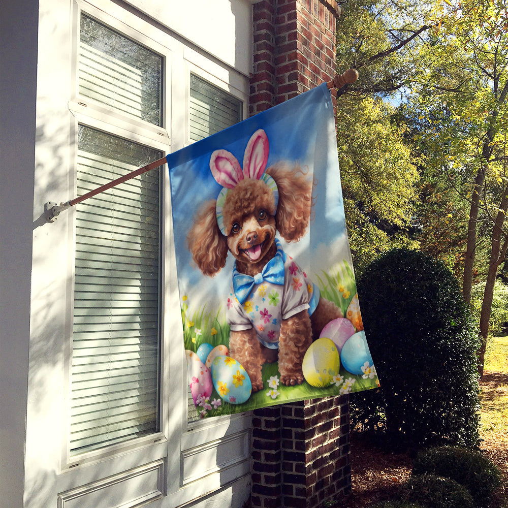 Chocolate Poodle Easter Egg Hunt House Flag Image 2