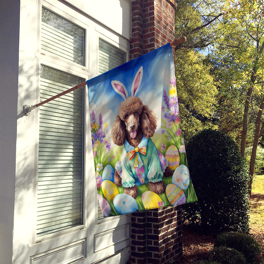 Chocolate Poodle Easter Egg Hunt House Flag Image 2