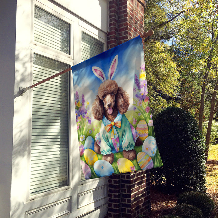 Chocolate Poodle Easter Egg Hunt House Flag Image 2