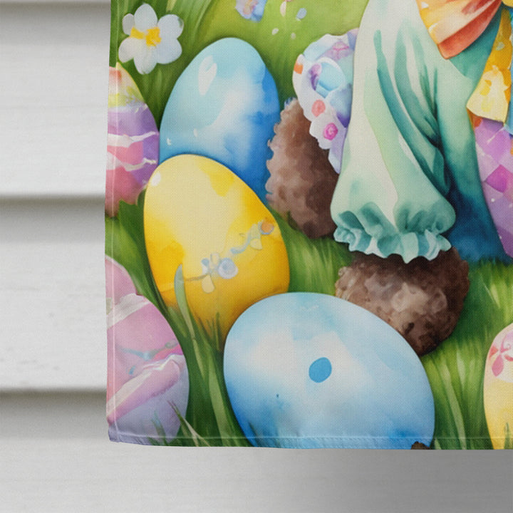 Chocolate Poodle Easter Egg Hunt House Flag Image 4