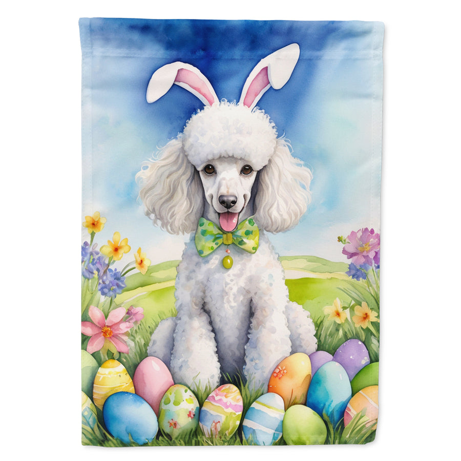 White Poodle Easter Egg Hunt House Flag Image 1