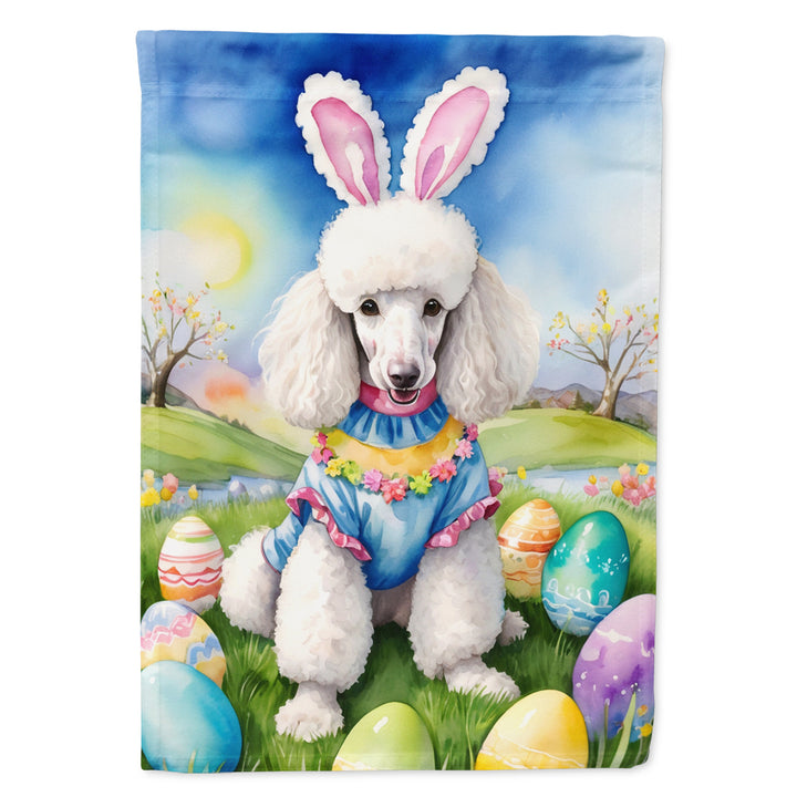 White Poodle Easter Egg Hunt House Flag Image 1