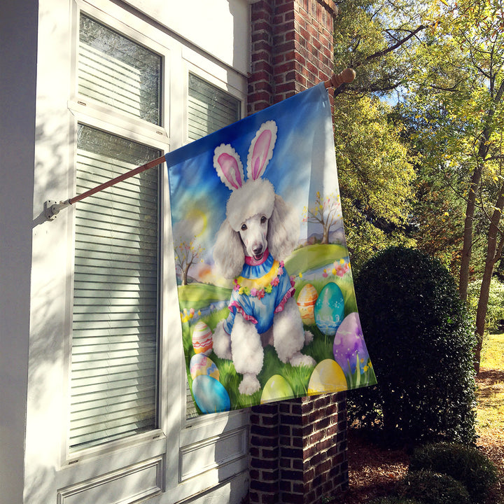 White Poodle Easter Egg Hunt House Flag Image 2